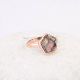 Star Shape Pink Opal Copper 11mm Gemstone Ring, Rose Gold Plated Sterling Silver Ring, Bridal Gift Ring, Birthday Gift Ring, Cocktail Ring